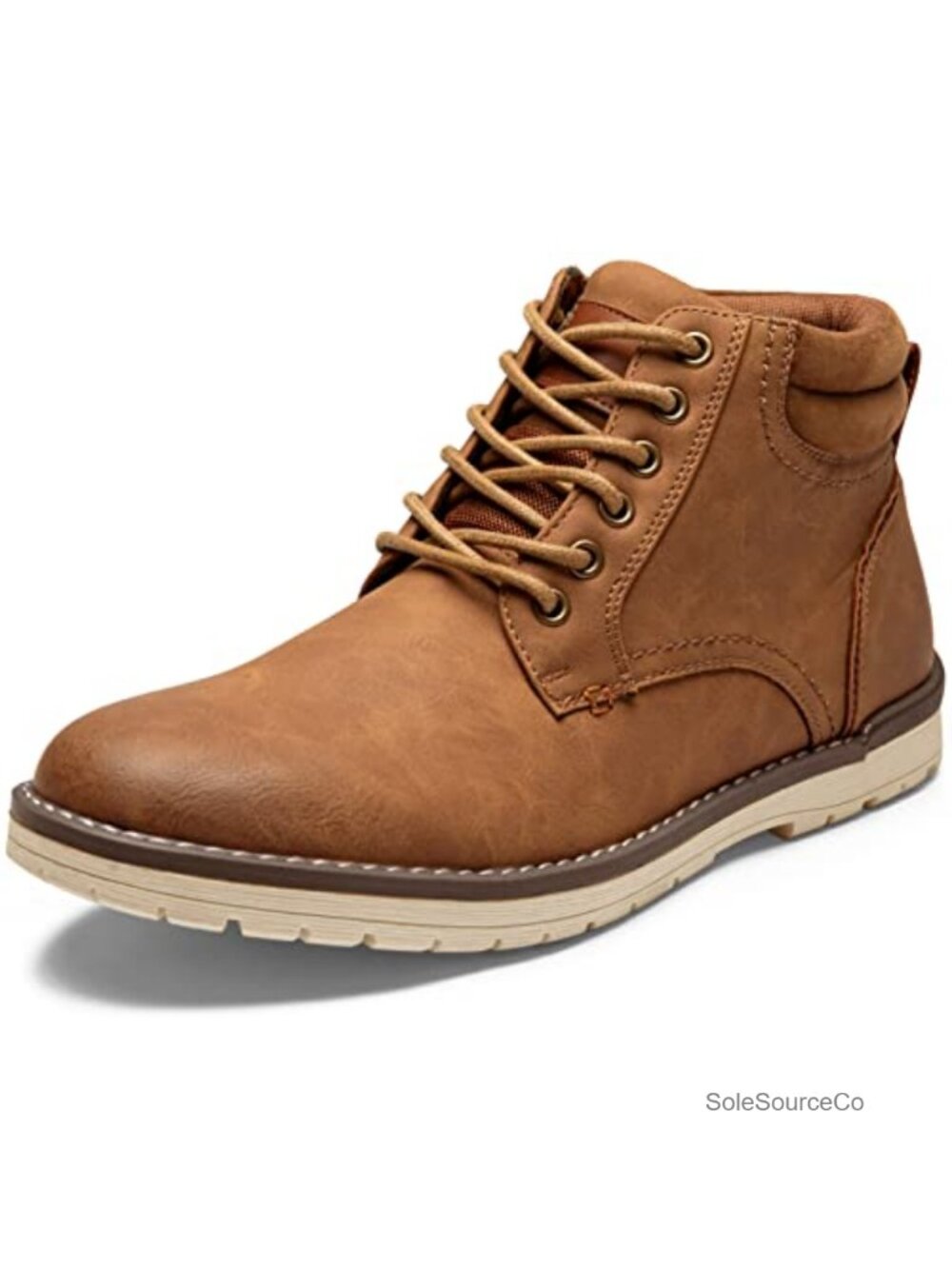 Men's Faux Leather Hiking Boots Lace-Up Ankle Boots Anti-Slip Sole